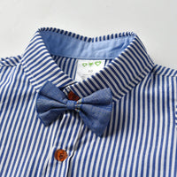 Load image into Gallery viewer, 3 Pieces Set Baby Boys Birthday Party Bow Rompers Striped Vests Waistcoats And Solid Color Jumpsuits Wholesale 211109156
