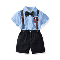 Load image into Gallery viewer, 2 Pieces Set Baby Kid Boys Birthday Party Bow Embroidered Shirts And Solid Color Rompers Wholesale 211109162
