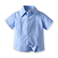 Load image into Gallery viewer, 2 Pieces Set Baby Kid Boys Birthday Party Bow Embroidered Shirts And Solid Color Rompers Wholesale 211109162
