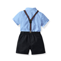 Load image into Gallery viewer, 2 Pieces Set Baby Kid Boys Birthday Party Bow Embroidered Shirts And Solid Color Rompers Wholesale 211109162
