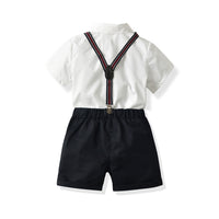 Load image into Gallery viewer, 2 Pieces Set Baby Kid Boys Birthday Party Bow Embroidered Shirts And Solid Color Rompers Wholesale 211109162
