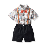 Load image into Gallery viewer, 2 Pieces Set Baby Kid Boys Birthday Party Flower Bow Print Shirts And Solid Color Rompers Wholesale 21110917

