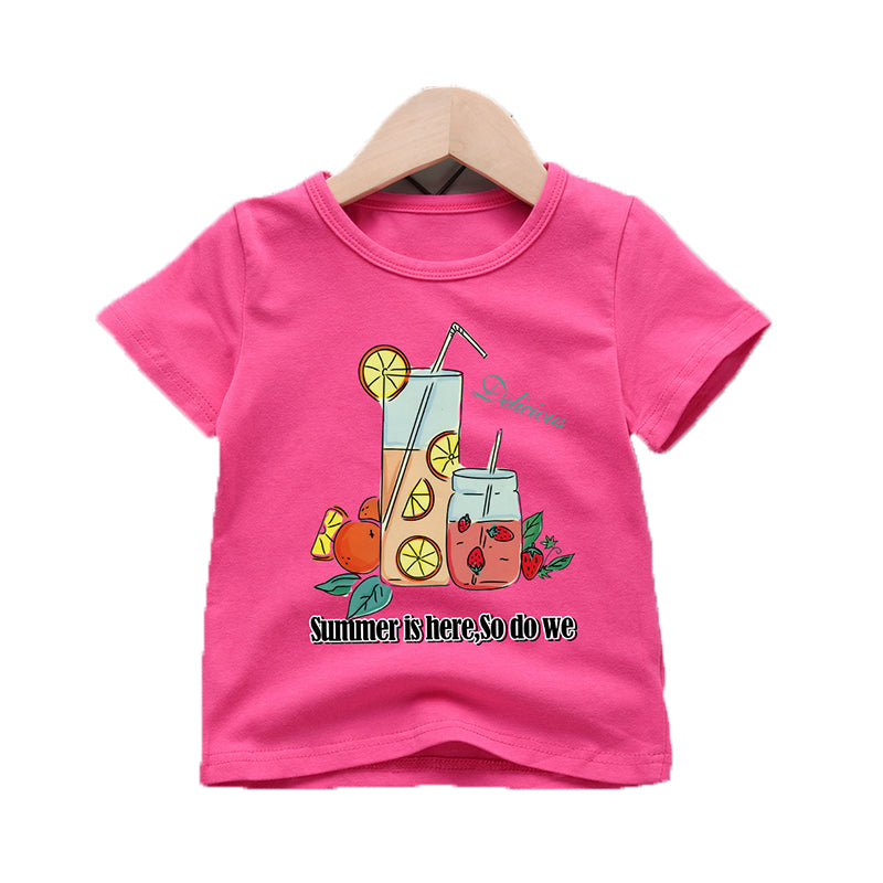 Baby Kid Girls Letters Fruit Polka dots Cartoon Print T-Shirts Wholesale 211109177