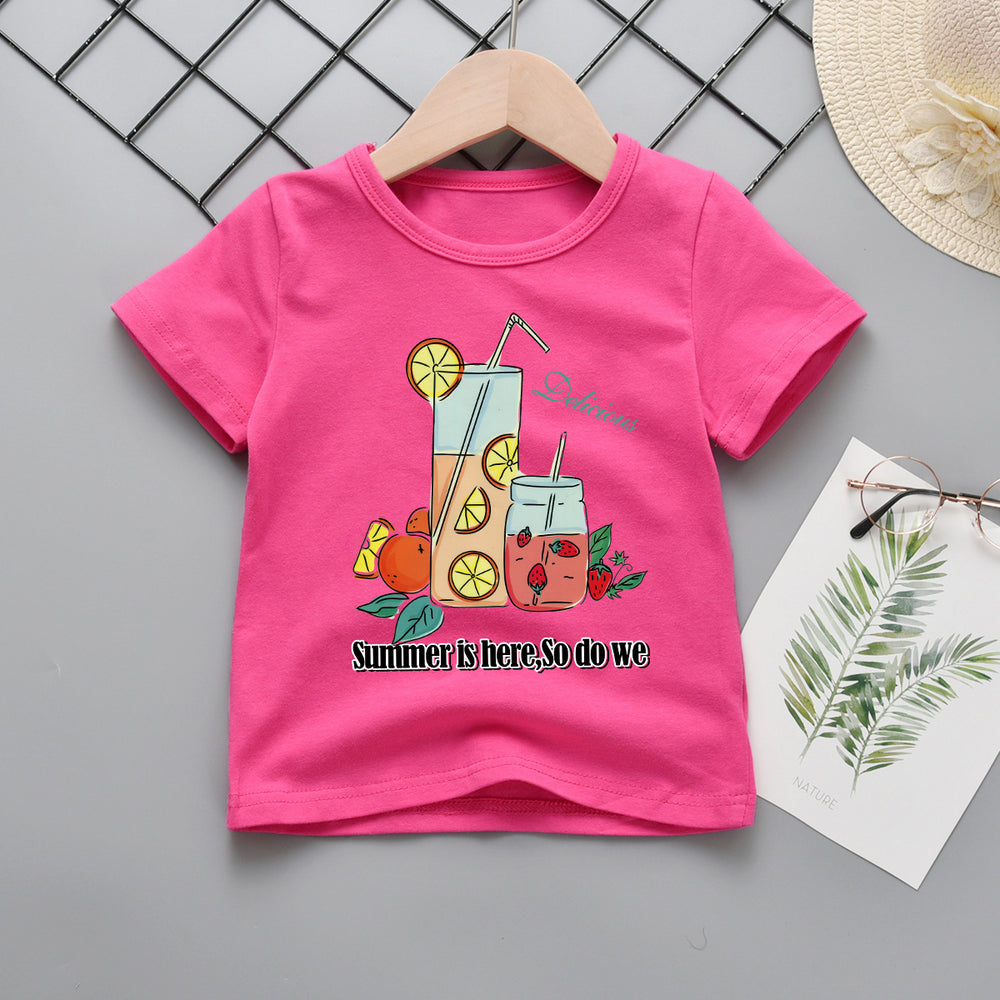 Baby Kid Girls Letters Fruit Polka dots Cartoon Print T-Shirts Wholesale 211109177