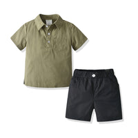 Load image into Gallery viewer, 2 Pieces Set Baby Kid Boys Solid Color Polo Shirts And Shorts Wholesale 21110918
