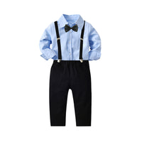 Load image into Gallery viewer, 2 Pieces Set Baby Kid Boys Birthday Party Bow Shirts And Solid Color Jumpsuits Wholesale 211109184
