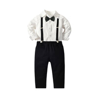 Load image into Gallery viewer, 2 Pieces Set Baby Kid Boys Birthday Party Bow Shirts And Solid Color Jumpsuits Wholesale 211109184
