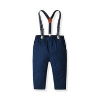 Load image into Gallery viewer, 2 Pieces Set Baby Kid Boys Birthday Party Checked Bow Shirts And Solid Color Jumpsuits Wholesale 211109187
