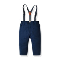 Load image into Gallery viewer, 2 Pieces Set Baby Kid Boys Birthday Party Checked Bow Shirts And Solid Color Jumpsuits Wholesale 211109187
