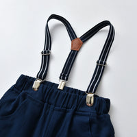 Load image into Gallery viewer, 2 Pieces Set Baby Kid Boys Birthday Party Checked Bow Shirts And Solid Color Jumpsuits Wholesale 211109187
