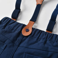 Load image into Gallery viewer, 2 Pieces Set Baby Kid Boys Birthday Party Checked Bow Shirts And Solid Color Jumpsuits Wholesale 211109198
