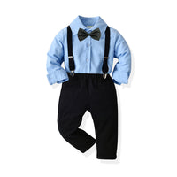 Load image into Gallery viewer, 2 Pieces Set Baby Kid Boys Birthday Party Bow Shirts And Solid Color Jumpsuits Wholesale 211109208
