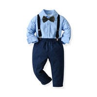 Load image into Gallery viewer, 2 Pieces Set Baby Kid Boys Birthday Party Bow Shirts And Solid Color Jumpsuits Wholesale 211109208
