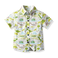 Load image into Gallery viewer, 2 Pieces Set Baby Kid Boys Birthday Party Dinosaur Bow Print Shirts And Solid Color Rompers Wholesale 211109209
