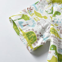 Load image into Gallery viewer, 2 Pieces Set Baby Kid Boys Birthday Party Dinosaur Bow Print Shirts And Solid Color Rompers Wholesale 211109209
