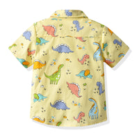 Load image into Gallery viewer, 2 Pieces Set Baby Kid Boys Birthday Party Dinosaur Bow Print Shirts And Solid Color Rompers Wholesale 211109211
