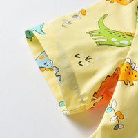 Load image into Gallery viewer, 2 Pieces Set Baby Kid Boys Birthday Party Dinosaur Bow Print Shirts And Solid Color Rompers Wholesale 211109211
