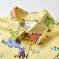 Load image into Gallery viewer, 2 Pieces Set Baby Kid Boys Birthday Party Dinosaur Bow Print Shirts And Solid Color Rompers Wholesale 211109211

