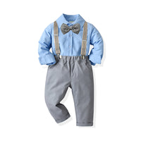 Load image into Gallery viewer, 2 Pieces Set Baby Kid Boys Birthday Party Solid Color Bow Shirts And Jumpsuits Wholesale 211109212
