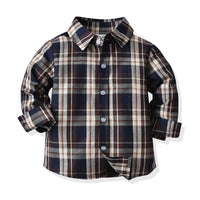 Load image into Gallery viewer, 2 Pieces Set Baby Kid Boys Birthday Party Checked Bow Shirts And Solid Color Jumpsuits Wholesale 211109213
