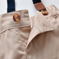 Load image into Gallery viewer, 2 Pieces Set Baby Kid Boys Birthday Party Checked Bow Shirts And Solid Color Jumpsuits Wholesale 211109213
