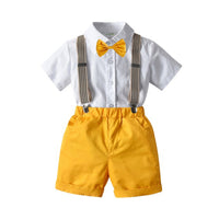 Load image into Gallery viewer, 2 Pieces Set Baby Kid Boys Birthday Party Solid Color Bow Shirts And Rompers Wholesale 211109214
