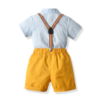 Load image into Gallery viewer, 2 Pieces Set Baby Kid Boys Birthday Party Solid Color Bow Shirts And Rompers Wholesale 211109214
