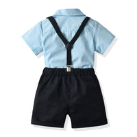 Load image into Gallery viewer, 2 Pieces Set Baby Kid Boys Birthday Party Solid Color Bow Shirts And Rompers Wholesale 211109216
