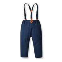 Load image into Gallery viewer, 2 Pieces Set Baby Kid Boys Birthday Party Checked Bow Shirts And Solid Color Jumpsuits Wholesale 211109217
