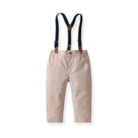 Load image into Gallery viewer, 2 Pieces Set Baby Kid Boys Birthday Party Checked Bow Shirts And Solid Color Jumpsuits Wholesale 211109220
