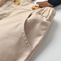 Load image into Gallery viewer, 2 Pieces Set Baby Kid Boys Birthday Party Checked Bow Shirts And Solid Color Jumpsuits Wholesale 211109220
