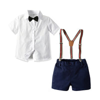 Load image into Gallery viewer, 2 Pieces Set Baby Kid Boys Birthday Party Bow Shirts And Solid Color Rompers Wholesale 211109221
