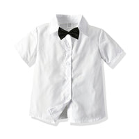 Load image into Gallery viewer, 2 Pieces Set Baby Kid Boys Birthday Party Bow Shirts And Solid Color Rompers Wholesale 211109221
