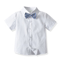 Load image into Gallery viewer, 2 Pieces Set Baby Kid Boys Birthday Party Bow Shirts And Solid Color Rompers Wholesale 211109225
