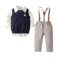 Load image into Gallery viewer, 3 Pieces Set Baby Kid Boys Birthday Party Expression Vests Waistcoats Solid Color Shirts And Pants Wholesale 211109241
