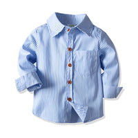 Load image into Gallery viewer, 2 Pieces Set Baby Kid Boys Birthday Party Striped Bow Shirts And Solid Color Pants Wholesale 211109242
