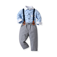 Load image into Gallery viewer, 2 Pieces Set Baby Boys Birthday Party Star Bow Print Shirts And Solid Color Jumpsuits Wholesale 21110925
