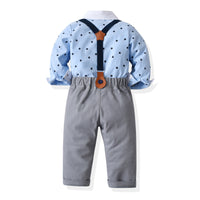 Load image into Gallery viewer, 2 Pieces Set Baby Boys Birthday Party Star Bow Print Shirts And Solid Color Jumpsuits Wholesale 21110925
