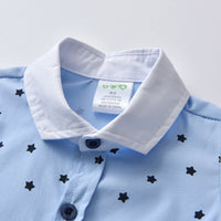 Load image into Gallery viewer, 2 Pieces Set Baby Boys Birthday Party Star Bow Print Shirts And Solid Color Jumpsuits Wholesale 21110925
