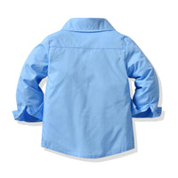 Load image into Gallery viewer, 2 Pieces Set Baby Kid Boys Birthday Party Solid Color Bow Shirts And Striped Jumpsuits Wholesale 211109251
