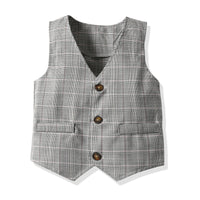 Load image into Gallery viewer, 3 Pieces Set Baby Kid Boys Birthday Party Solid Color Shirts Pants Suits And Checked Vests Waistcoats Others accessories Wholesale 211109256
