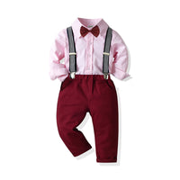 Load image into Gallery viewer, 2 Pieces Set Baby Kid Boys Birthday Party Solid Color Bow Shirts And Jumpsuits Wholesale 21110926
