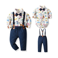 Load image into Gallery viewer, 2 Pieces Set Baby Boys Birthday Party Letters Car Cartoon Cloud Print Rompers And Solid Color Jumpsuits Others accessories Wholesale 211109264
