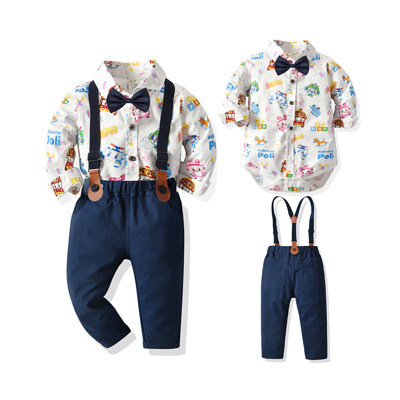 2 Pieces Set Baby Boys Birthday Party Letters Car Cartoon Cloud Print Rompers And Solid Color Jumpsuits Others accessories Wholesale 211109264