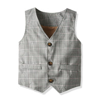 Load image into Gallery viewer, 3 Pieces Set Baby Kid Boys Dressy Striped Bow Shirts Checked Vests Waistcoats And Pants Wholesale 211109279
