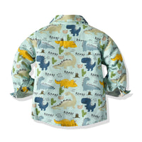 Load image into Gallery viewer, 2 Pieces Set Baby Kid Boys Birthday Party Letters Dinosaur Bow Print Shirts And Solid Color Jumpsuits Wholesale 21110928
