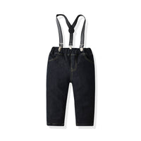 Load image into Gallery viewer, 2 Pieces Set Baby Kid Boys Checked Bow Shirts And Solid Color Jumpsuits Wholesale 211109281
