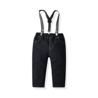 Load image into Gallery viewer, 2 Pieces Set Baby Kid Boys Striped Checked Bow Shirts And Solid Color Jumpsuits Wholesale 211109282
