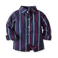 Load image into Gallery viewer, 3 Pieces Set Baby Kid Boys Striped Bow Shirts Solid Color Pants And Crochet Sweaters Wholesale 211109284
