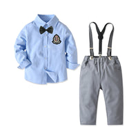 Load image into Gallery viewer, 2 Pieces Set Baby Kid Boys Birthday Party Bow Embroidered Shirts And Solid Color Jumpsuits Wholesale 21110929
